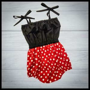 Christmas baby romper, Minnie Mouse baby romper, Minnie mouse headband